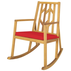 Patiojoy Outdoor Rocking Chair Acacia Wood Armrest Cushioned Sofa W/Removable High-Density Cushion for Garden