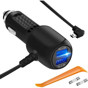 Dash Cam Charger, Car Dash Cam USB Power Cable Cord Vehicle Charging Adapter for Garmin GPS Nuvi\Mirror Cam\Dash Cam Power Cable(Mini USB 11.5ft