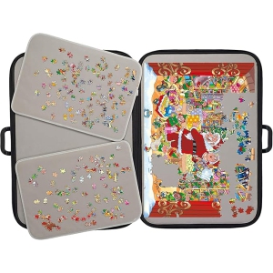 Tradeopia Portable Jigsaw Puzzle Storage Case for up to 1000 Pieces, with Sorting Trays & Detachable Board