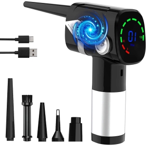 KENBRY Cordless Compressed Air Duster, Replaces Compressed Air Can & Inflator, Powerful 40000RPM 3 Speeds, LED Display, 6000mAh Type-C Fast Charge for Cleaning PC, Keyboard,