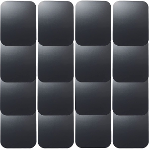 Replacement Metal Plates Set for Magnetic Car Phone Holder, Wall & Air Vent Mount, Case, Magnets. Kit of 16 Black Rectangular Iron Discs Without Holes. 3M Adhesive Backing. S