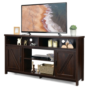 59-Inch TV Stand with Sliding Barn Doors – Media Console Cabinet for TVs up to 65 Inches