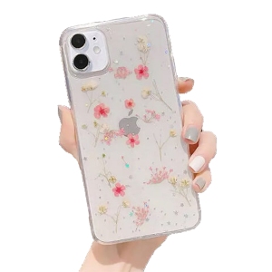 Apple iPhone 11 Pink Smart Shockproof Dry Flower Glitter Case TPU Back Cover