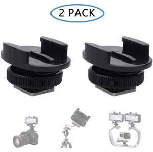 Suptig Mount Light Adapter Cold Shoe Mount Adapter for SLR Camera Gopro Camera Suptig Light and Other Action Cameras (2 Pack) Black