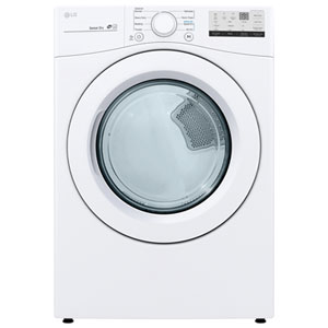 LG 7.4 Cu. Ft. Stackable Electric Dryer with Moisture Sensing, Wrinkle Prevent & Energy Star (DLE3400W) - White