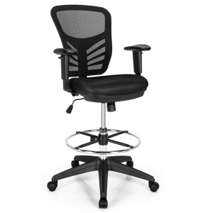 Chaise de bureau de rédaction en mesh avec accoudoirs réglables et anneau de pied pour les grands bureaux