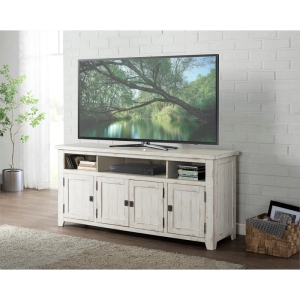 Bowery Hill Farmhouse 65" Solid Wood TV Stand in Antique White