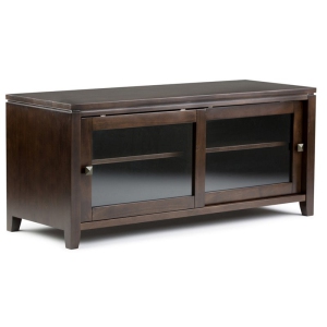 Simpli Cosmopolitan Wood 48"W TV Media Stand For TVs upto 50" in Mahogany Brown
