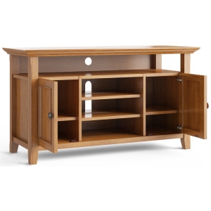 Simpli Home Amherst Transitional Solid Wood 54" TV Stand in Light Golden Brown