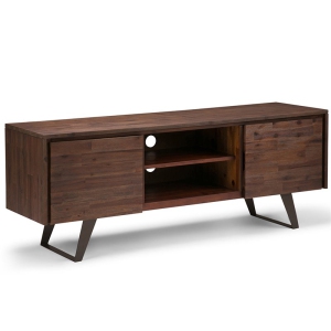 Simpli Home Lowry Meuble TV de 63 po en Brun Charbon Vieilli
