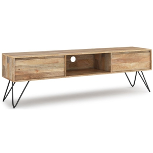 Simpli Home Hunter Mango Wood 68" Industrial TV Media Stand in Natural For TVs up to 75"