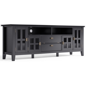 Simpli Home Artisan Wood 72" Transitional TV Media Stand in Black For TVs up to 80"