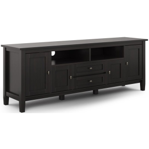 Simpli Home Warm Shaker Wood 72" Transitional TV Media Stand in Hickory Brown For TVs up to 80"