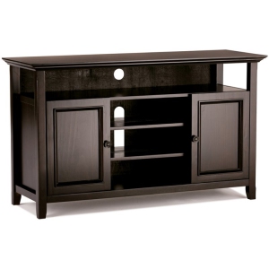 Simpli Home Amherst Transitional Solid Wood 54" TV Stand in Hickory Brown