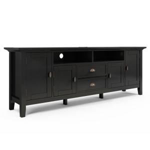 Simpli Home Redmond Wood 72" Transitional TV Media Stand in Black For TVs up to 80"