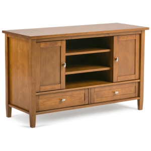 Simpli Home Warm Shaker Wood 47" Transitional TV Media Stand in Light Golden Brown For TVs up to 50"