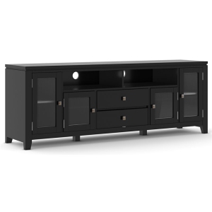 Simpli Home Cosmopolitan 72" Solid Wood TV Media Stand in Black