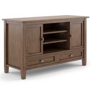 Simpli Home Warm Shaker Wood 47" Transitional TV Media Stand in Rustic Natural Brown For TVs up to 50"