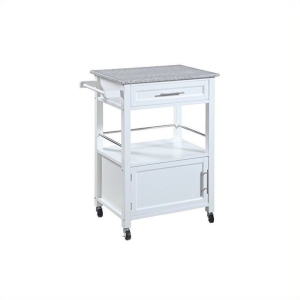 Linon Mitchell Wood Granite Top Kitchen Cart in White