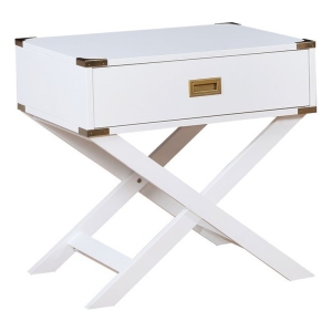 Furniture of America Nenol Contemporary Wood X-Shape Legs End Table in White