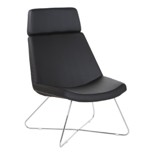 Geena chaise d'invité en tissu noir Dillon avec la base de luge Chrome