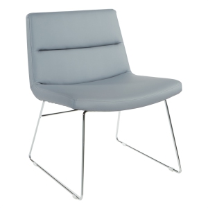 Chaise Thompson en cuir gris Charcoal avec base de luge Chrome