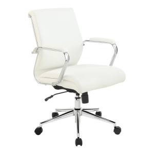Chaise Mid Back Manager avec Dillon Snow Tissu blanc et base Chrome