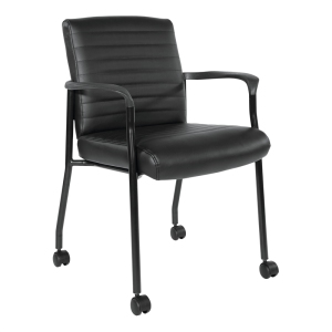 Chaise d'invité avec cuir noir faux et cadre noir