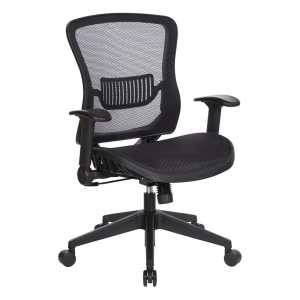 Noir Air Grid Back Managers Chaise en tissu noir avec siège Mesh rembourré