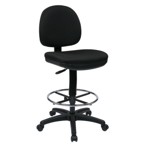 Chaise de dessin en tissu noir économique avec repose-pieds Chrome Teardrop