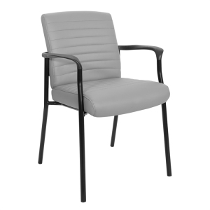 Chaise invité en cuir gris Charcoal avec cadre noir