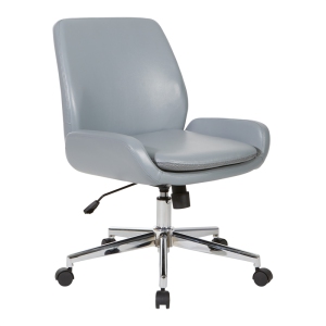Charcoal gris Faux Chaise en cuir avec base de finition Chrome