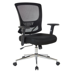 Mesh en arrière & Siège de verrouillage Tilt chaise de travail avec la base Chrome en tissu noir
