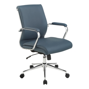 Chaise Mid Back Manager avec tissu bleu Dillon et base Chrome