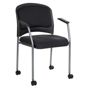 Chaise de visiteurs roulants en finition titane avec roulettes en tissu noir