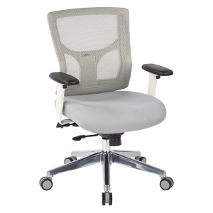 Pro Chaise en tissu gris Mesh Mid Back avec grille 2-Way Armes réglables