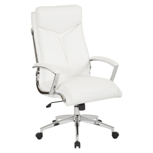 Executive Faux Leather High Back Chair in White with Padded Arms