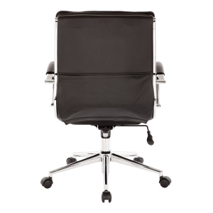 Mid Back Chaise en cuir Faux Manager en noir avec base Chrome