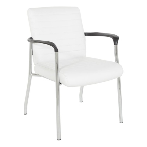Chaise invité en cuir blanc faux avec cadre Chrome