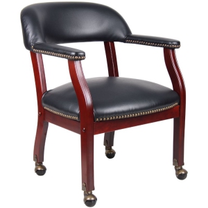Boss Bureau Ivy League Faux Leather Executive Mobile Chaise invité en noir