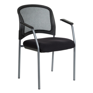 ProGrid Black Mesh Back avec siège rembourré chaise d'accueil avec bras