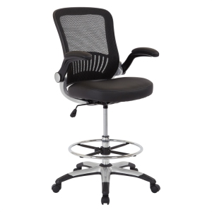 Mesh noir dos tissu de rédaction chaise de siège en cuir faux ajustable anneau de pied