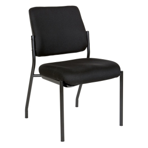 Stackable Armless Visitor Chair Black Fabric Padded Seat and Back