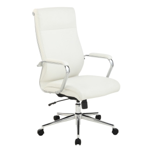 High Back Manager's Chair with Dillon Snow White Fabric and Chrome Base
