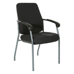 High Back Guest Chair in Black Fabric and Titanium Frame