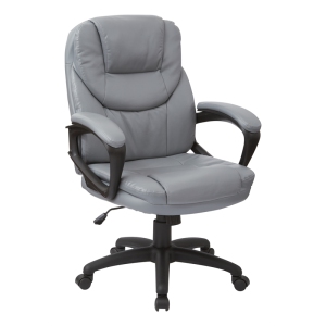 Charcoal Gray Faux Chaise de directeur en cuir avec bras rembourrés