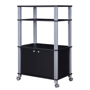 Mobile Kitchen Storage Rack – 2-Tier Baker’s Rack with Cabinet and Wheels