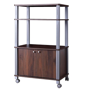 Mobile Kitchen Storage Rack – 2-Tier Baker’s Rack with Cabinet and Wheels