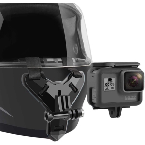 Motorcycle Helmet Chin Strap Mount Compatible with GoPro Hero 9, 8, 7, (2018), 6 5 4 3, Hero Black, Session, Xiaomi Yi, SJCAM (Black)