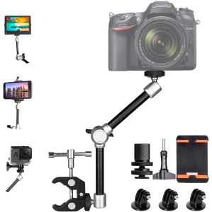 11' Adjustable Heavy Duty Robust Articulating Friction Magic Arm w/ Clamp Mounts for DSLR Mirrorless Action Camera Camcorder Cell Phone GoPro iPhone Monitor Video Light Vlog Rig Ho